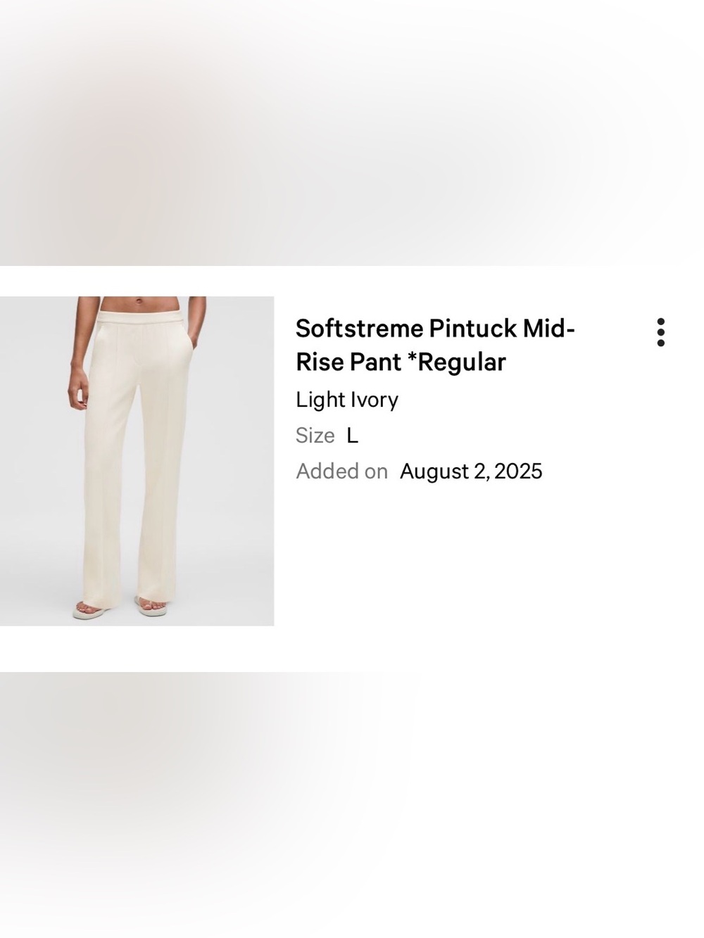 Lululemon Softstreme Pintuck Mid-Rise Pant